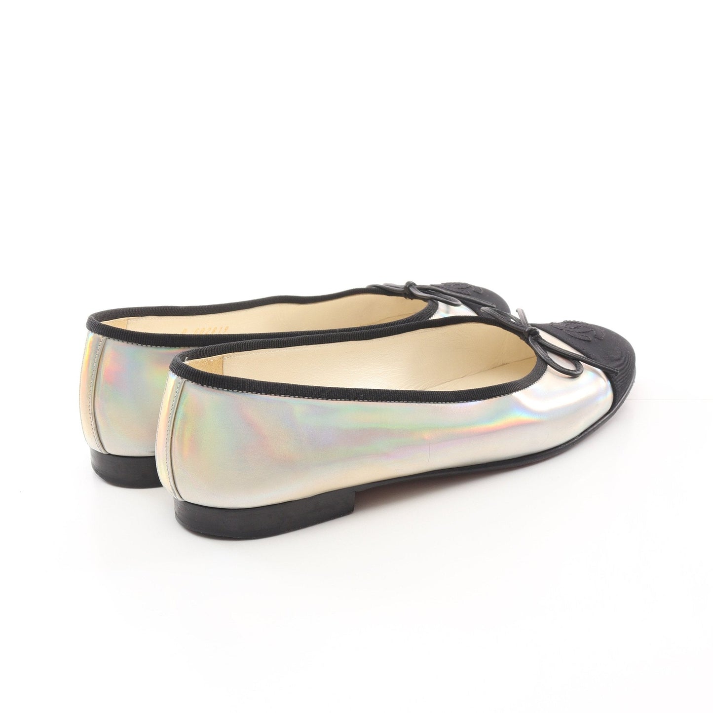 Chanel BALLERINA Ballerina Ballet shoes Leather Silver Black Metallic