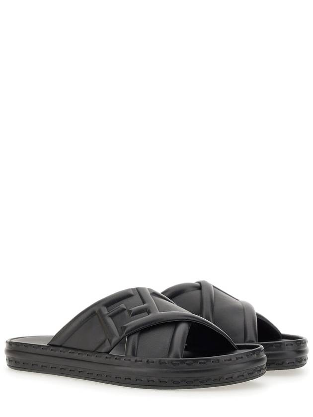 Fendi FF Logo Cross Slippers Black