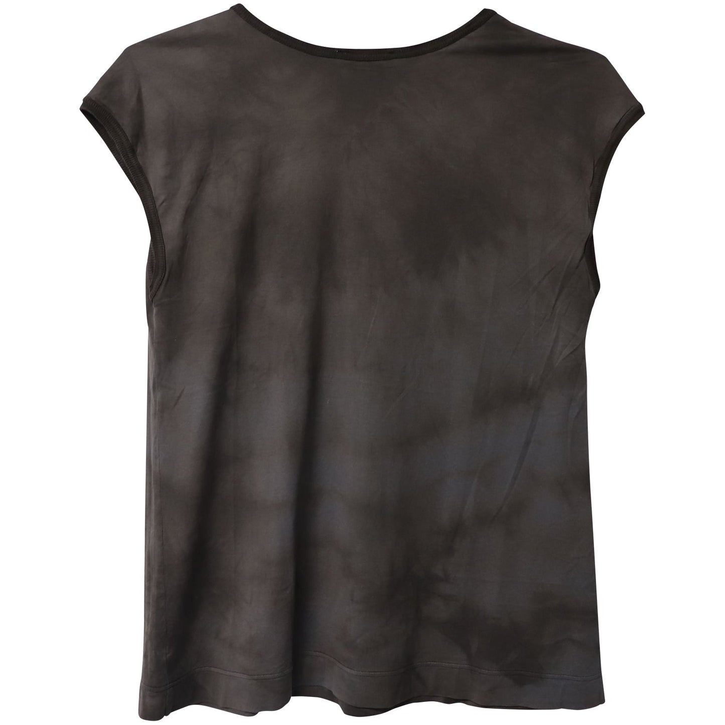 Chloe Tie-Dye T-shirt with Flower Embellishment in Grey Cotton