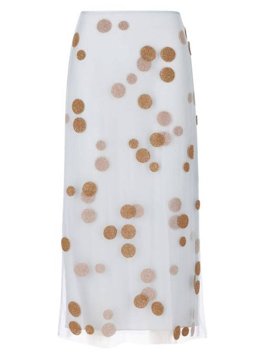 Fendi Embroidered Tulle Skirts Light Blue