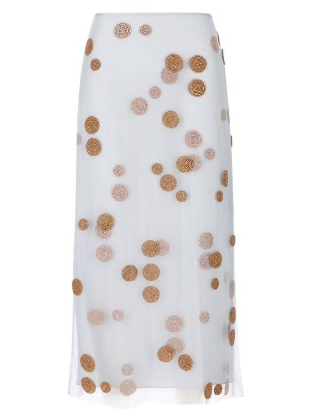Fendi Embroidered Tulle Skirts Light Blue