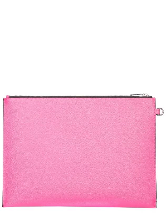 Saint Laurent Logo Leather Clutch Bag Pink