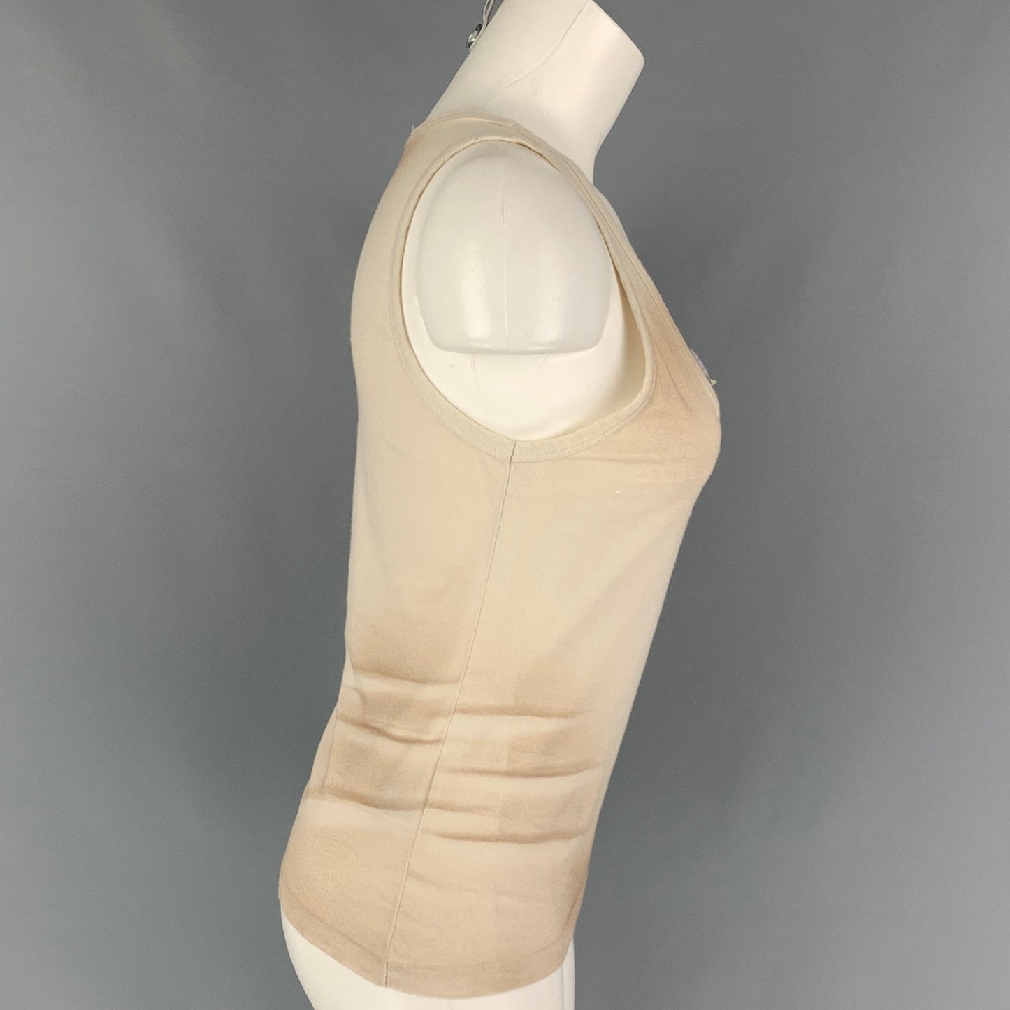 PRADA Size S Beige Grey Cotton Applique Tank Casual Top