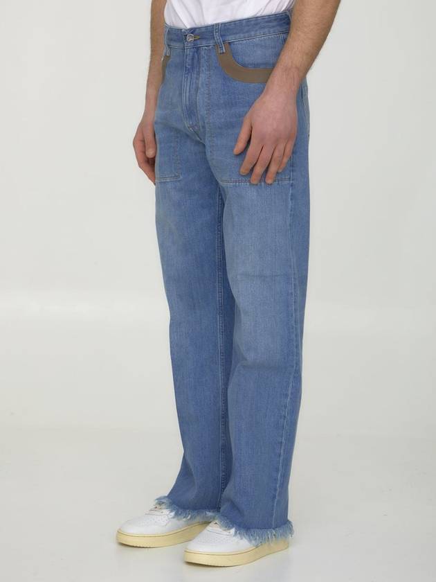 Fendi logo patch denim jeans blue