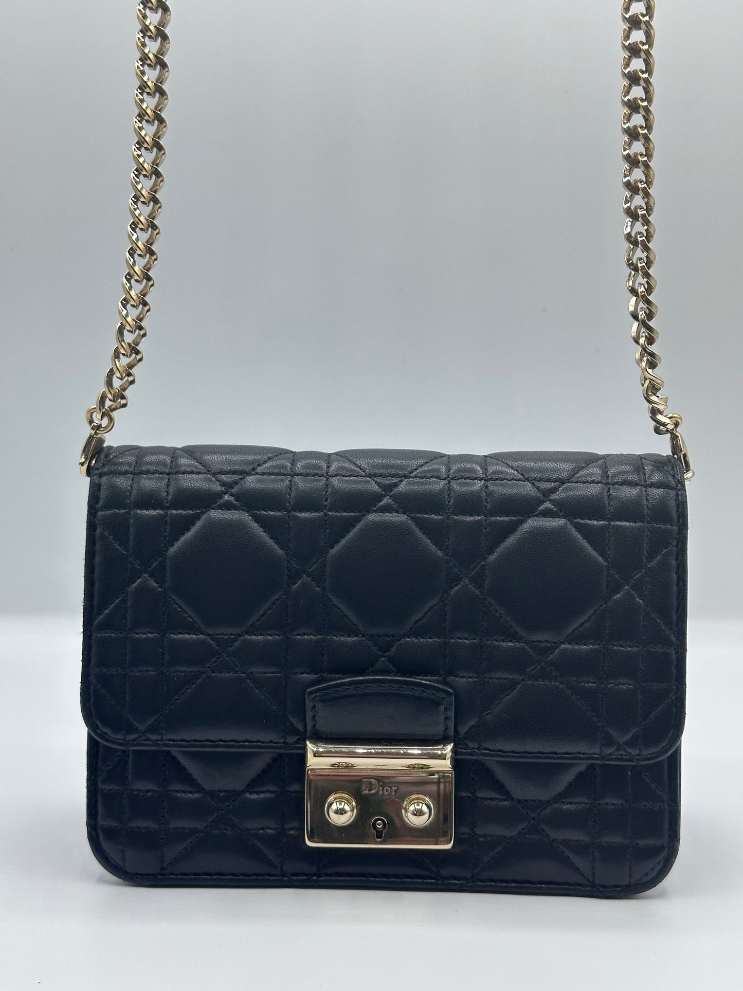 Miss dior black lambskin cannage side bag