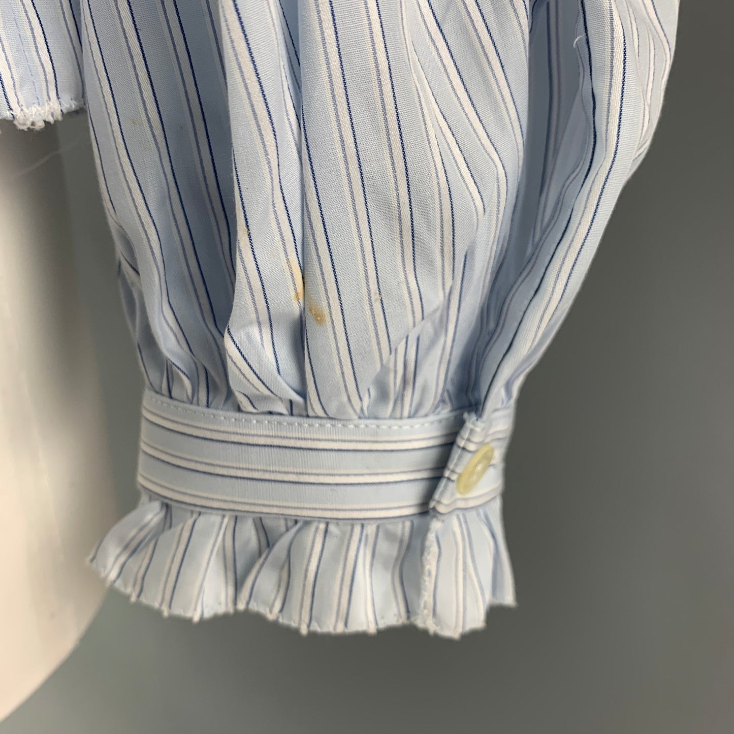 DOLCE & GABBANA Size 4 Light Blue White Cotton Stripe Drawstring Dress