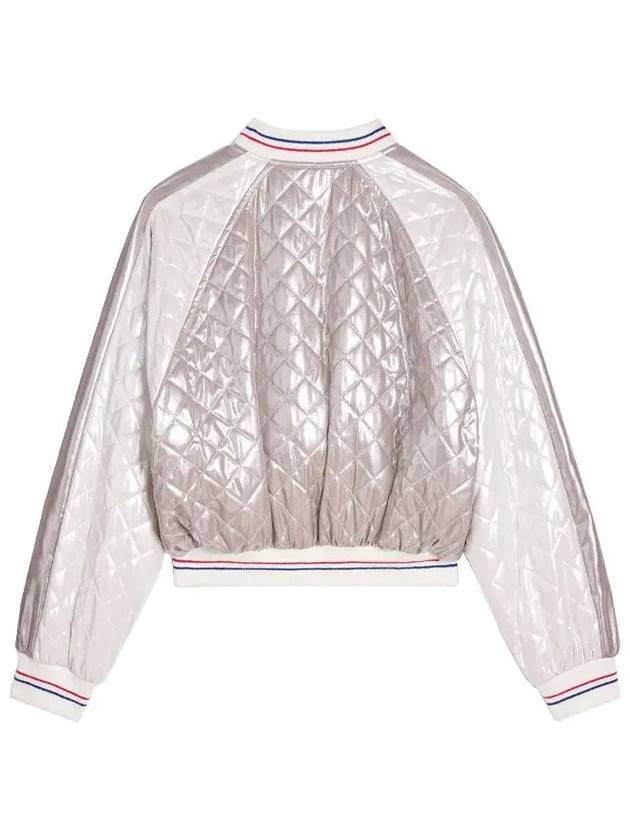 CELINE Laminated Silk Casaque Blouson Jacket Argent
