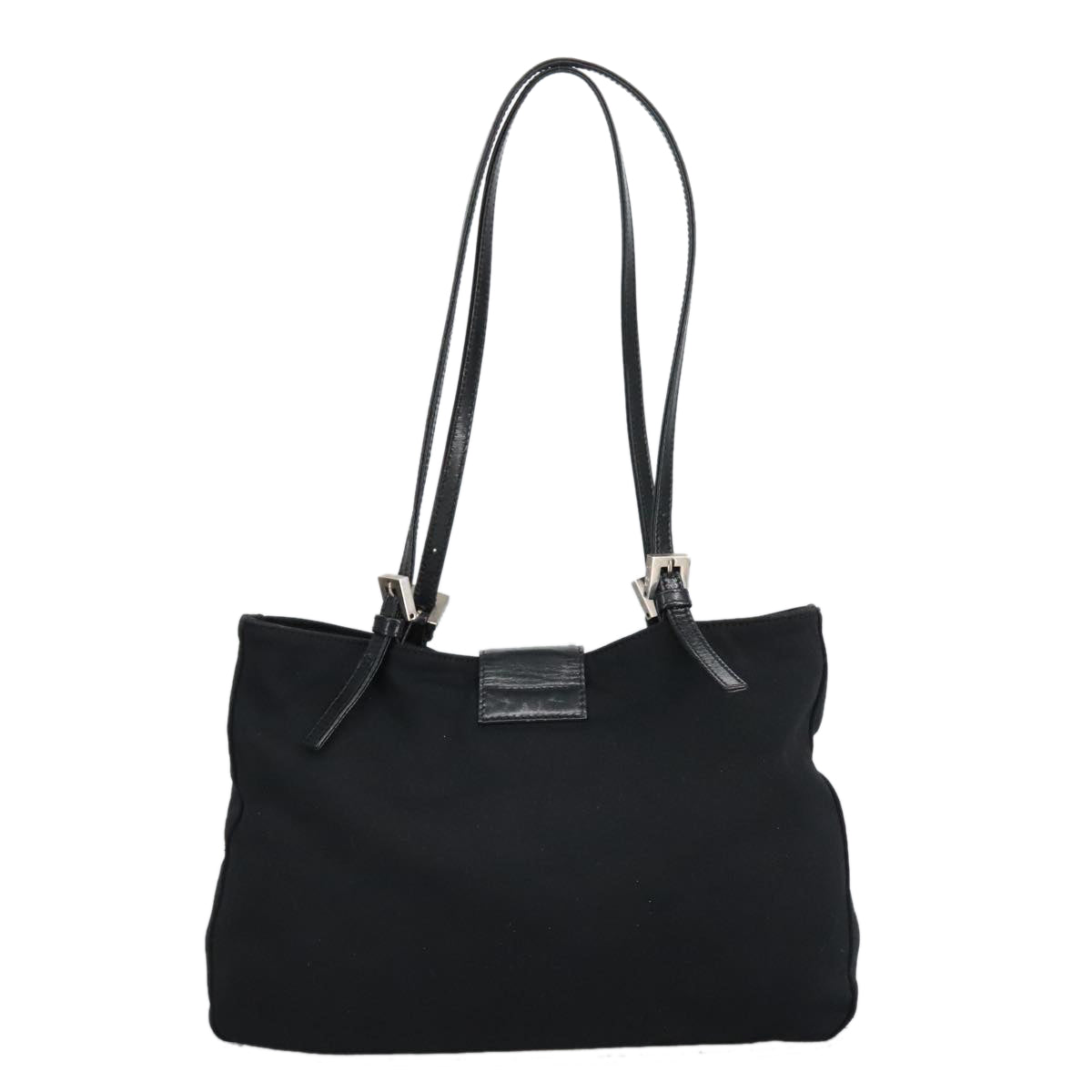 FENDI Mamma Baguette Shoulder Bag Nylon Black Silver98783