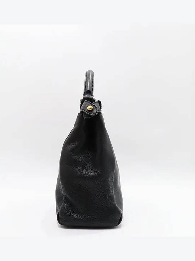 Fendi 8BN226 Black leather PEEKABOO regular gold logo tote bag shoulder strap 2WAY