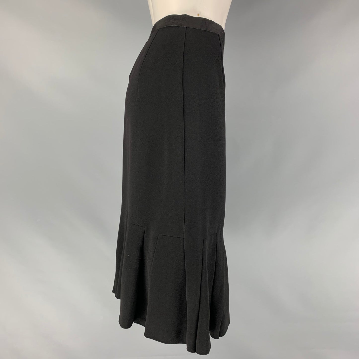 PRADA Size 4 Black Viscose & Acetate Pleated Tulip Skirt