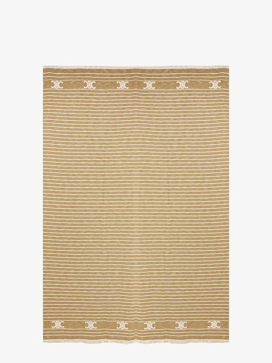 CELINE Triomphe Striped Beach Fouta Vanilla Ocre