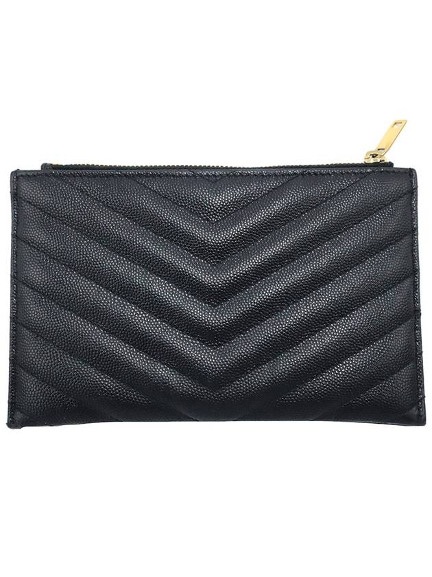 Saint Laurent Saint Laurent 584872 Black Matelasse Monogram Gold Plated Small Bill Pouch
