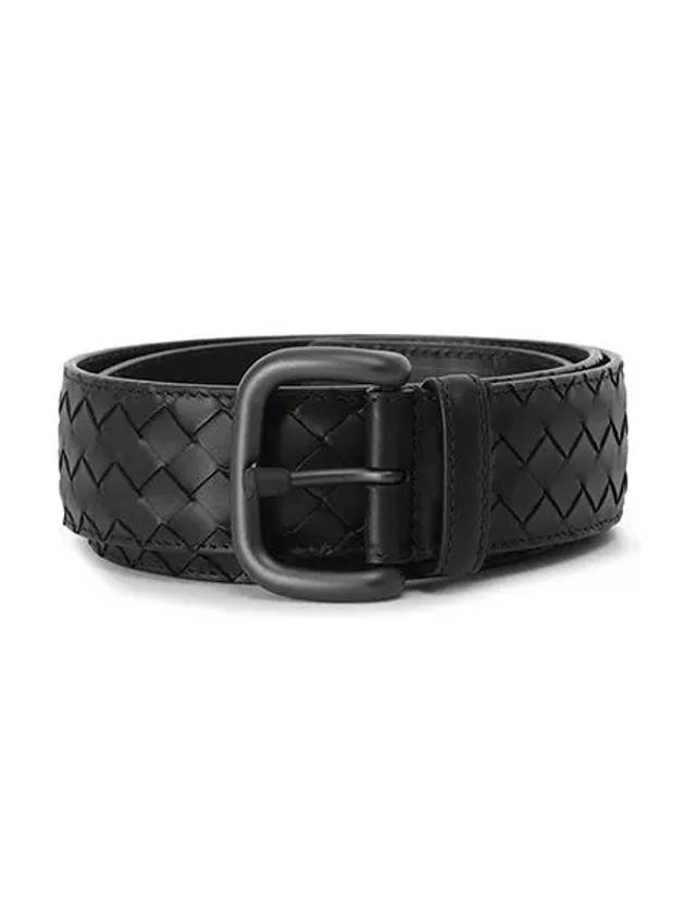 Bottega Veneta Intrecciato Leather Belt Black