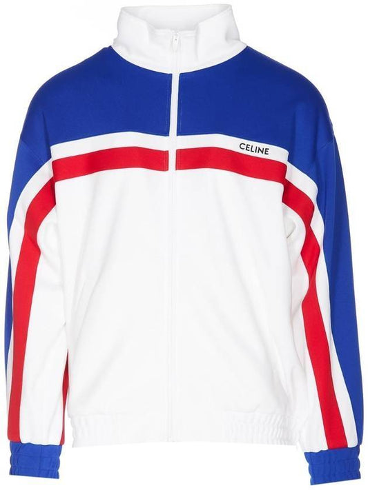 CELINE Logo Electric Blue Track Jacket White