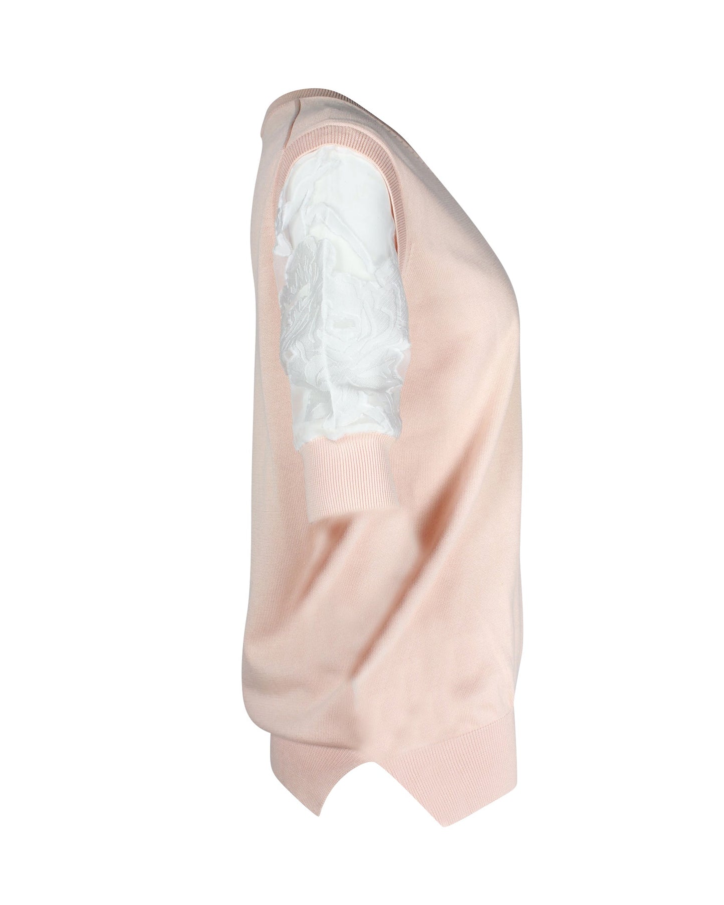 Chloe V-neck Sheer Short Sleeve Top in Pink Cotton
