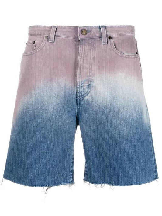 Saint Laurent gradient loose fit denim shorts
