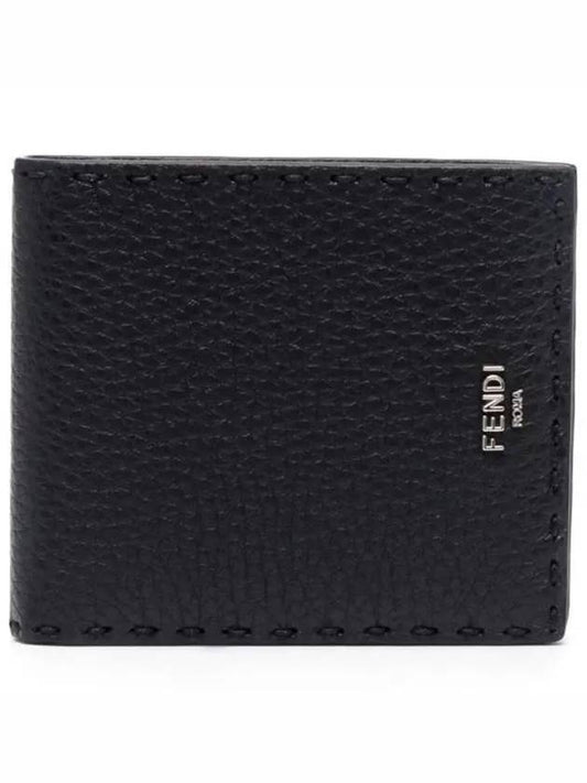 Fendi Selleria Leather Half Wallet Black