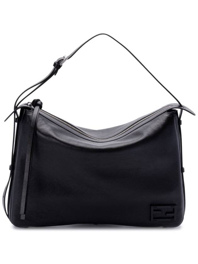 Fendi Simply Large Leather Shoulder Bag Black