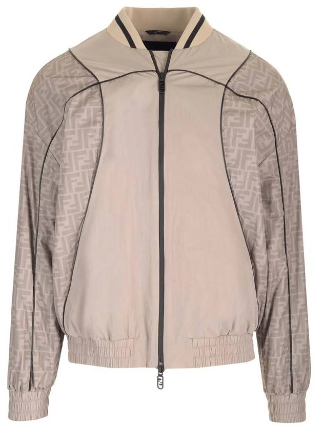 Fendi FF Nylon Bomber Jacket Beige