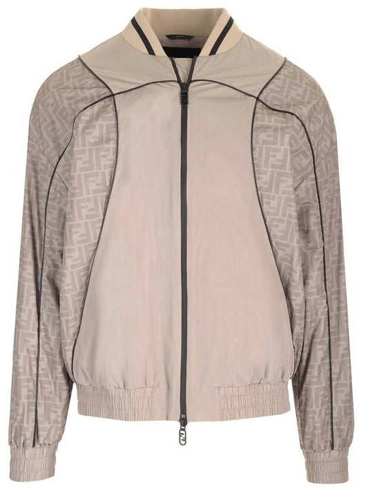 Fendi FF Nylon Bomber Jacket Beige