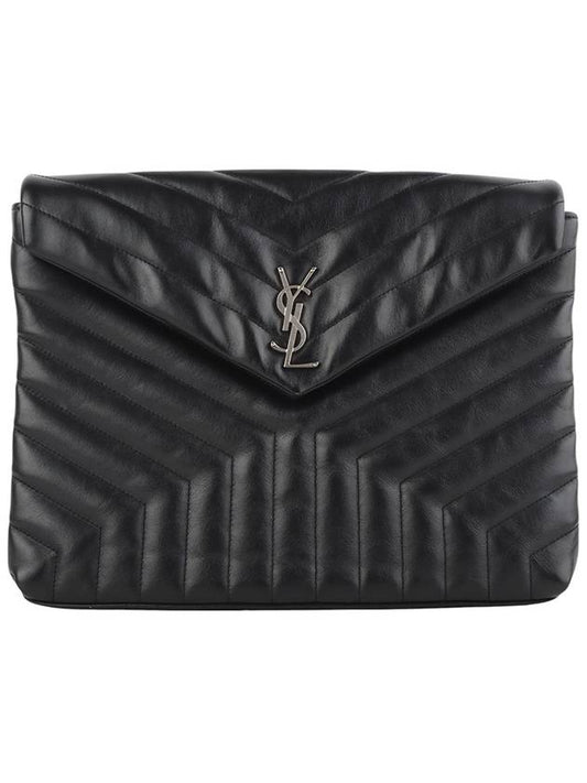 Saint Laurent 483236 Matelasse flap Lulu clutch silver 34302
