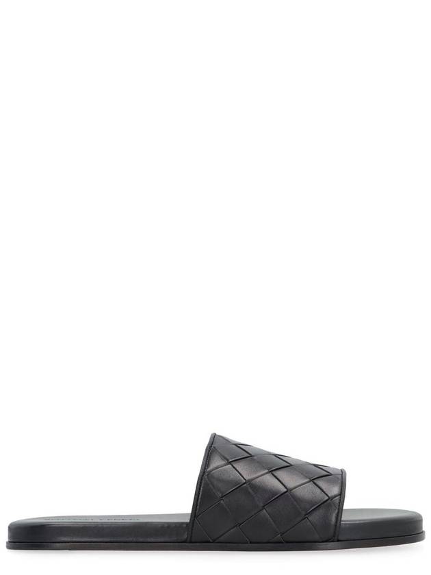 Bottega Veneta Intrecciato Leather Slippers Black