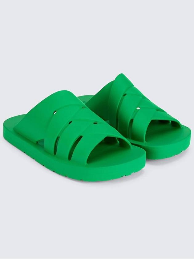 Bottega Veneta Flintston Intrecciato Matte Rubber Sandals Parakeet
