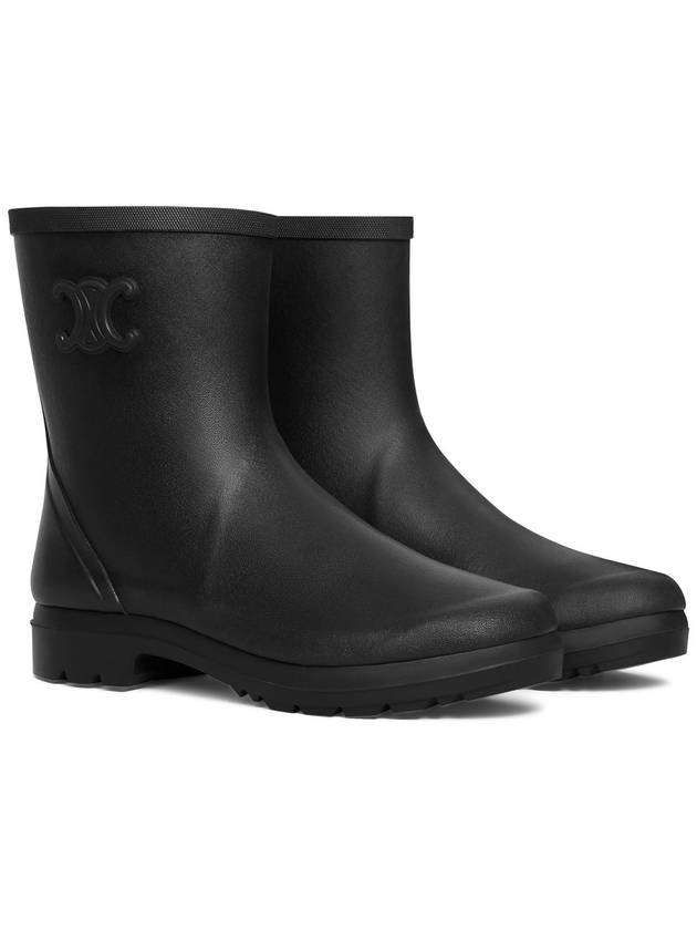 CELINE Logo Patch Natural Rubber Mid Rain Boots Black