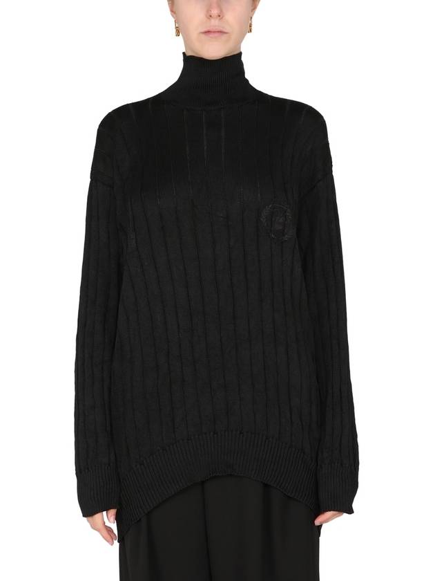 Balenciaga silk oversized turtleneck black