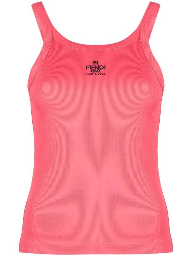 Fendi Embroidered Logo Cotton Sleeveless Pink