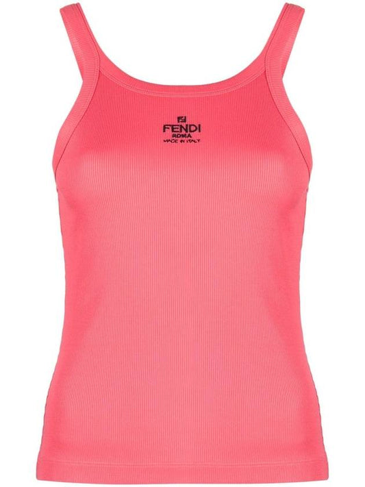 Fendi Embroidered Logo Cotton Sleeveless Pink