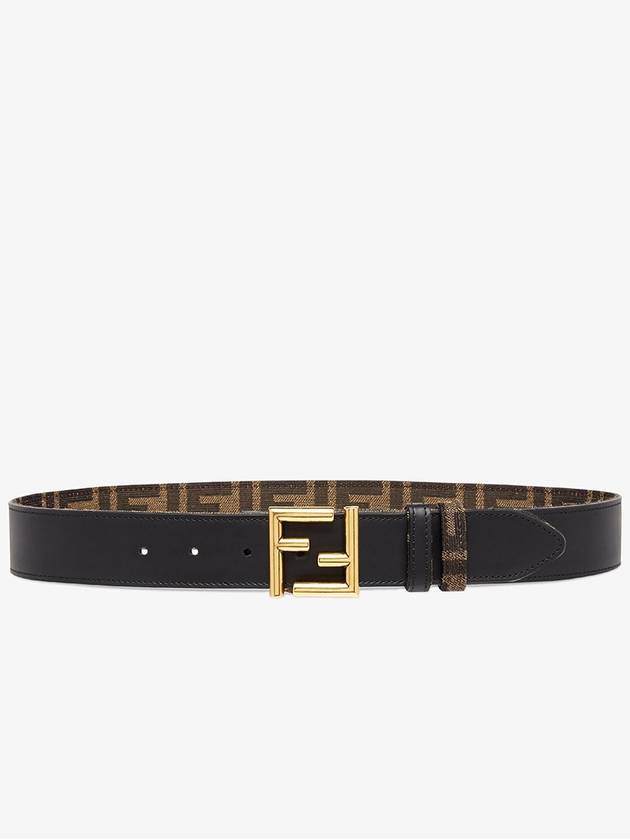 Fendi FF Fabric Reversible Leather Belt Black