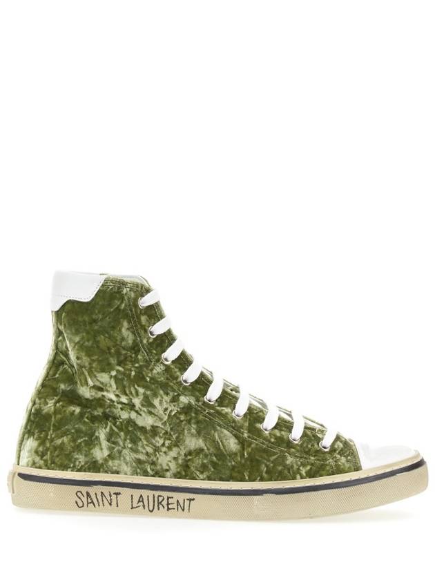 Saint Laurent Malibu Velvet High Top Sneakers Green