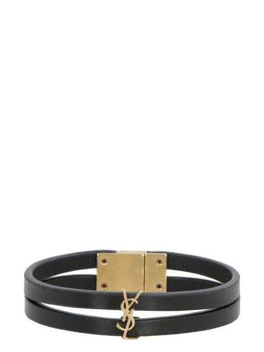 Saint Laurent Cassandre Double Strand Bracelet Black
