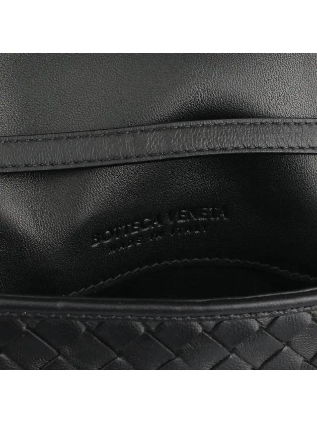Bottega Veneta Intrecciato Flap Mini Cross Bag Black