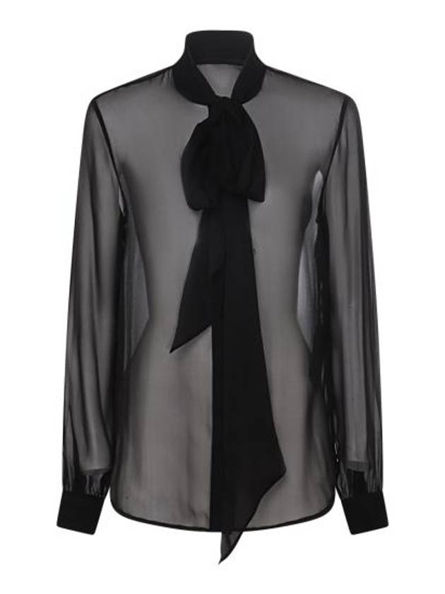 Saint Laurent Silk Muslin Crepe Blouse Black