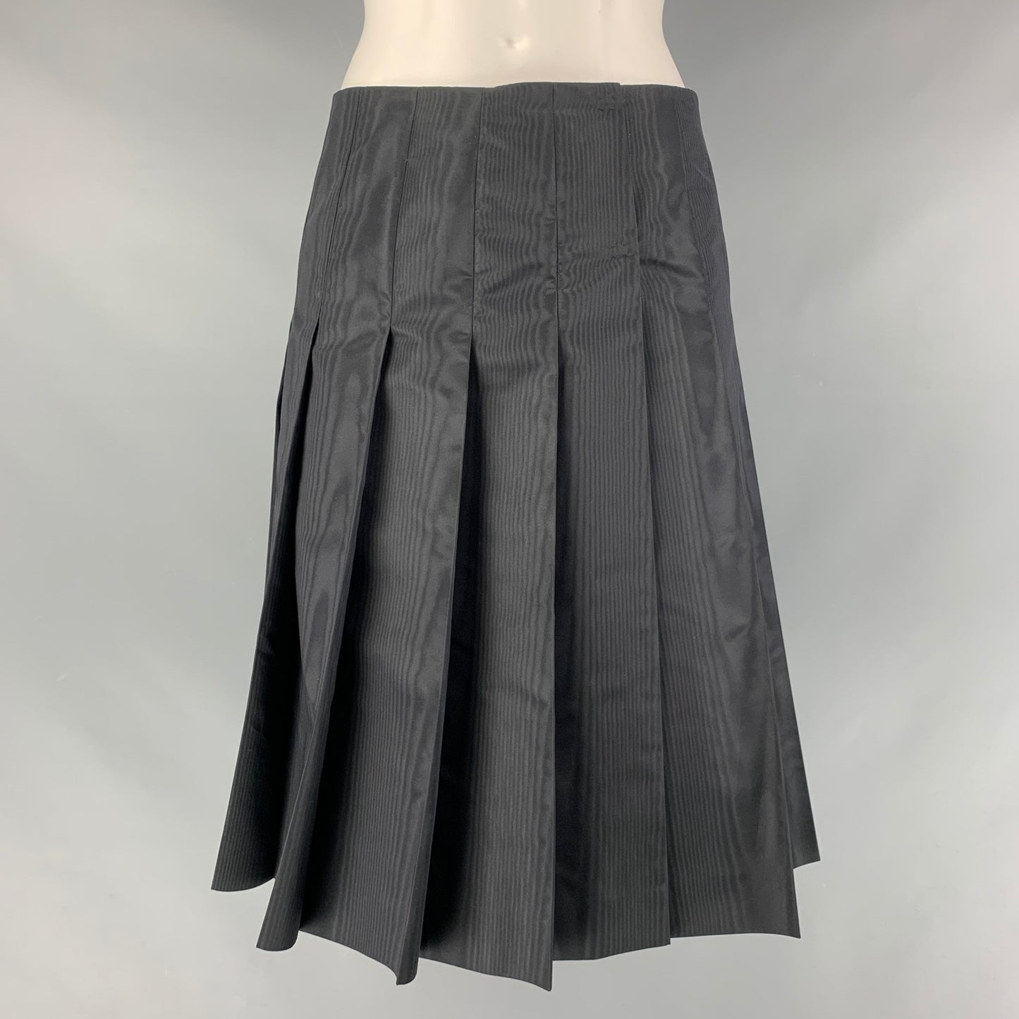 PRADA Size 2 Black Silk Pleated Circle Skirt