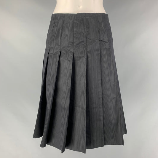 PRADA Size 2 Black Silk Pleated Circle Skirt
