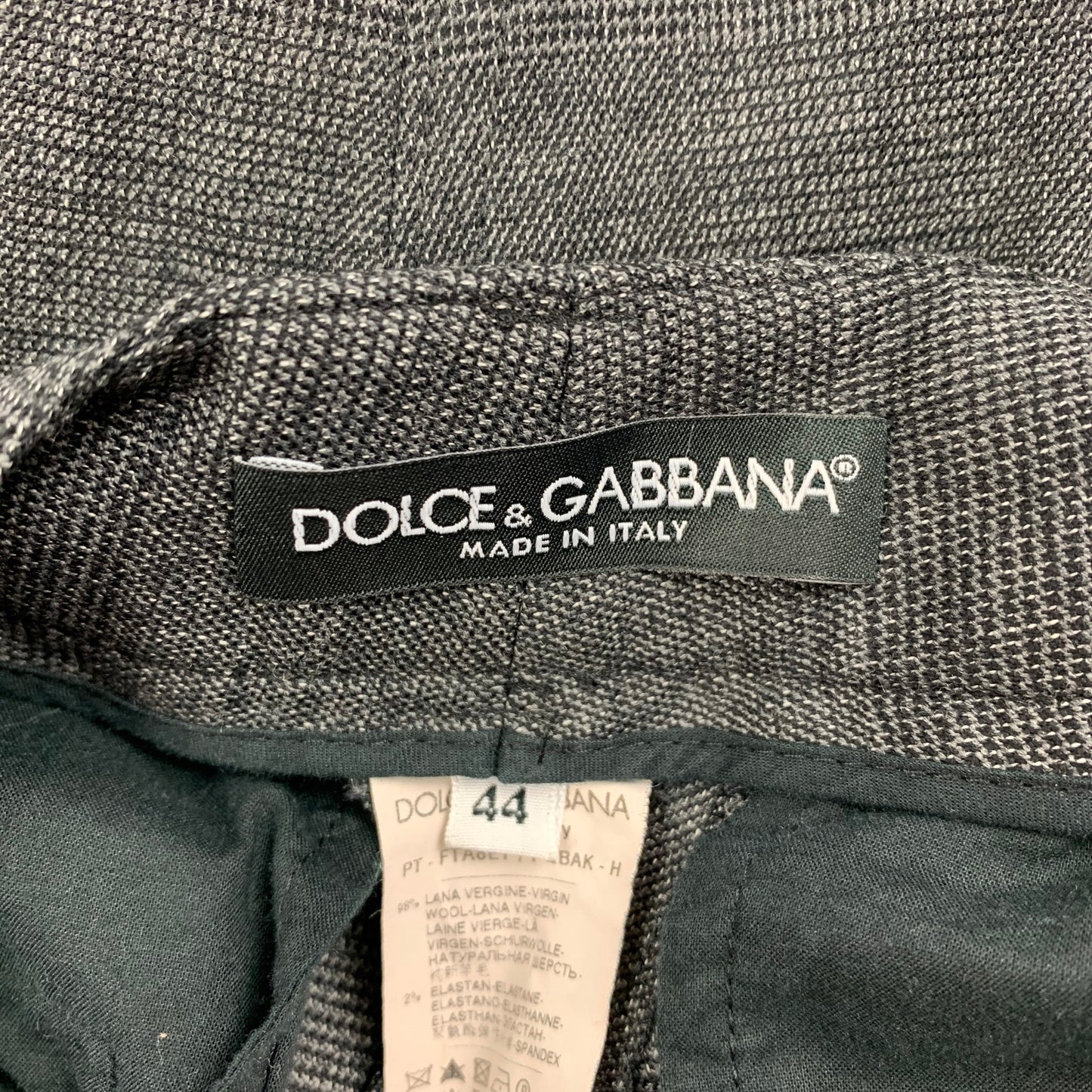 DOLCE & GABBANA Size 8 Black Grey Virgin Wool Straight Dress Pants