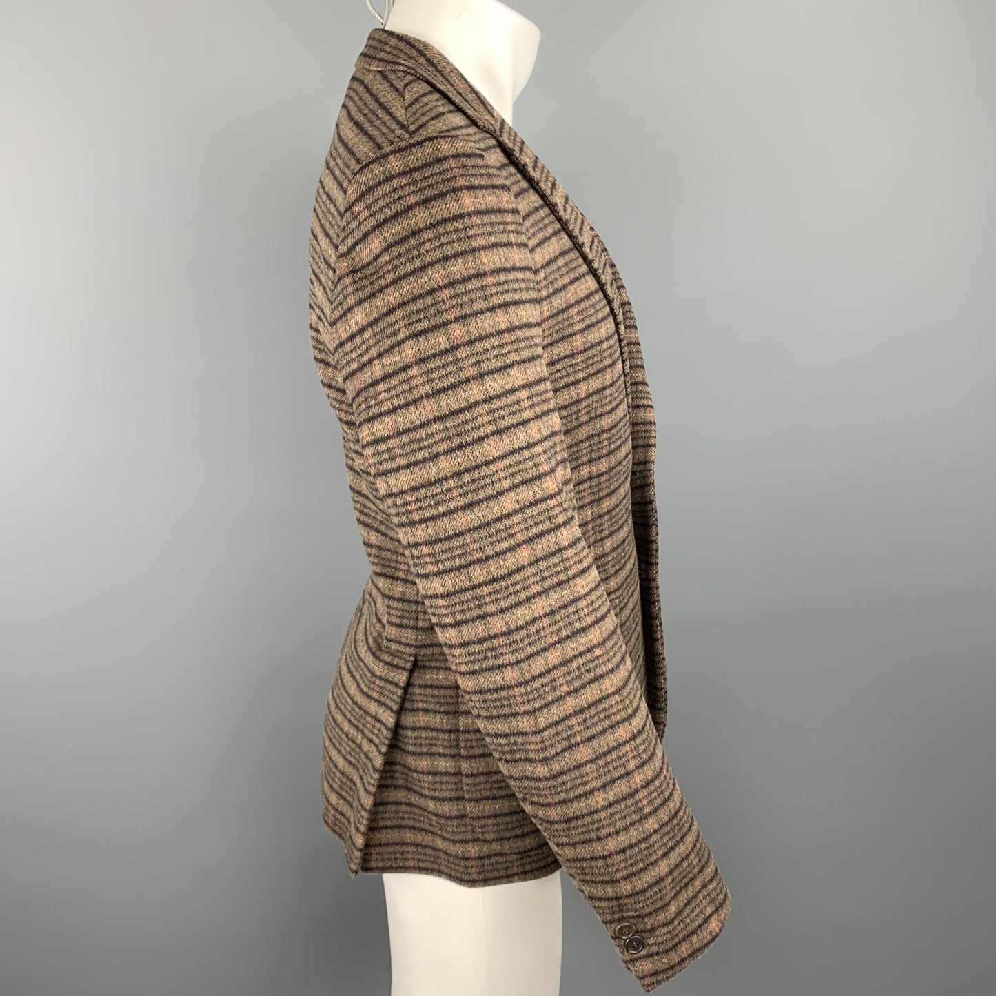 PRADA Size 38 Brown Plaid Lana Wool / Alpaca Notch Lapel Sport Coat