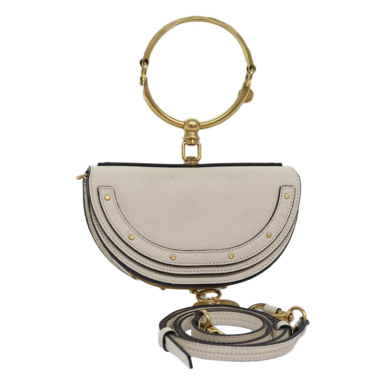 Chloe Small Bracelet Shoulder Bag Leather 2Way Cream