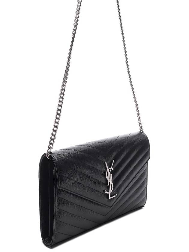 Saint Laurent Cassandre Matelasse Chain Cross Bag In Grain de Poudre Embossed Leather Black