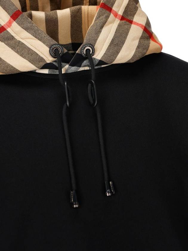Burberry Check Hood Cotton Hoodie Black