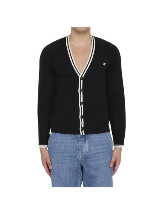 CELINE Triomphe Embroidery Wool Cardigan Black