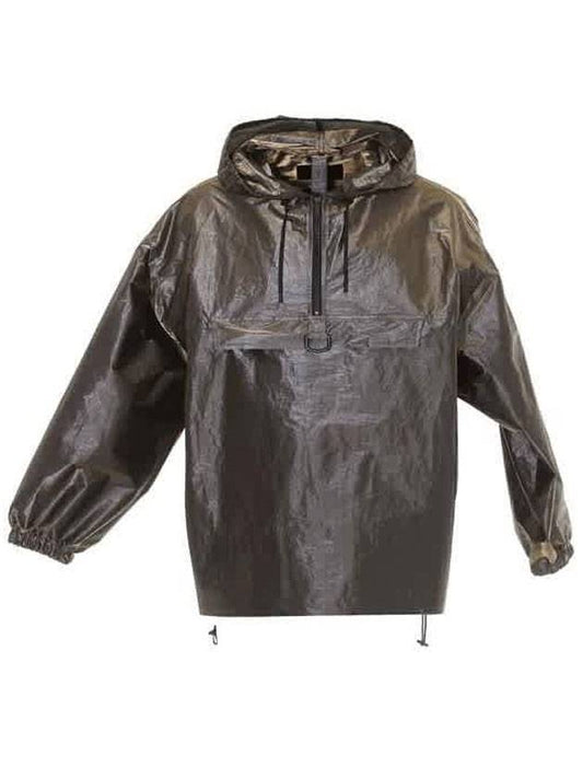Fendi metal nylon oversized hooded jacket gray