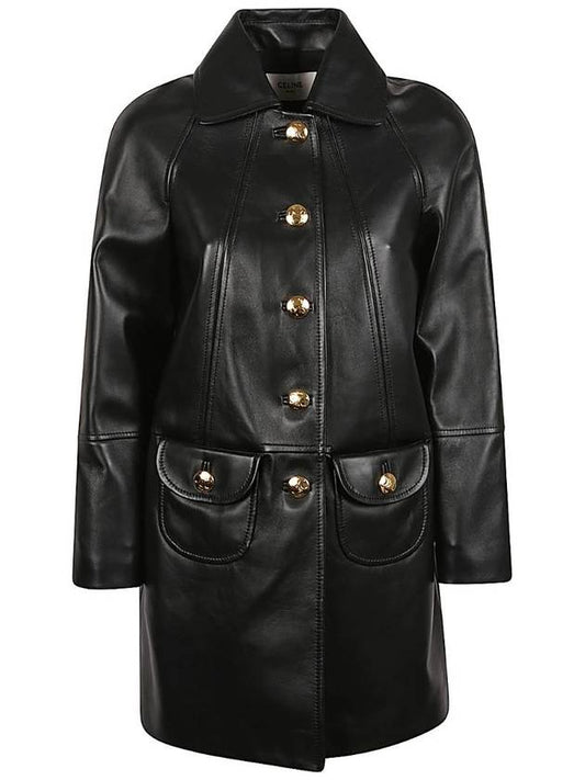 CELINE Claudine Collar Soft Lambskin Single Coat Black