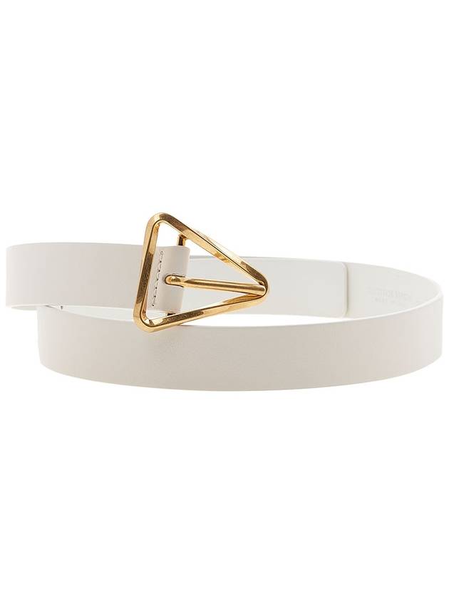 Bottega Veneta Grasp Triangle Buckle Leather Belt White