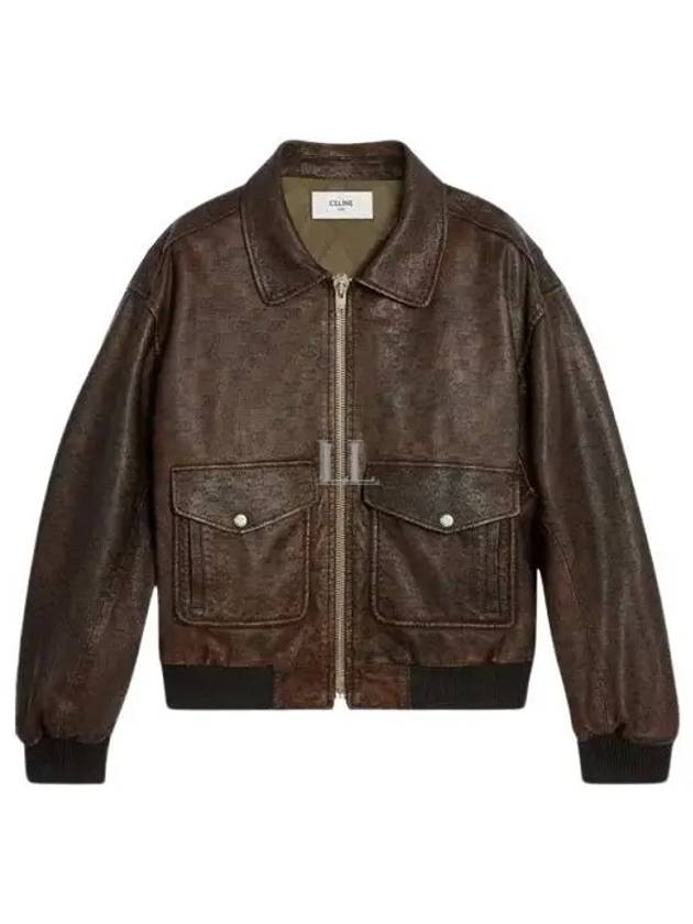 CELINE Aviator Blouson Jacket Dark Brown