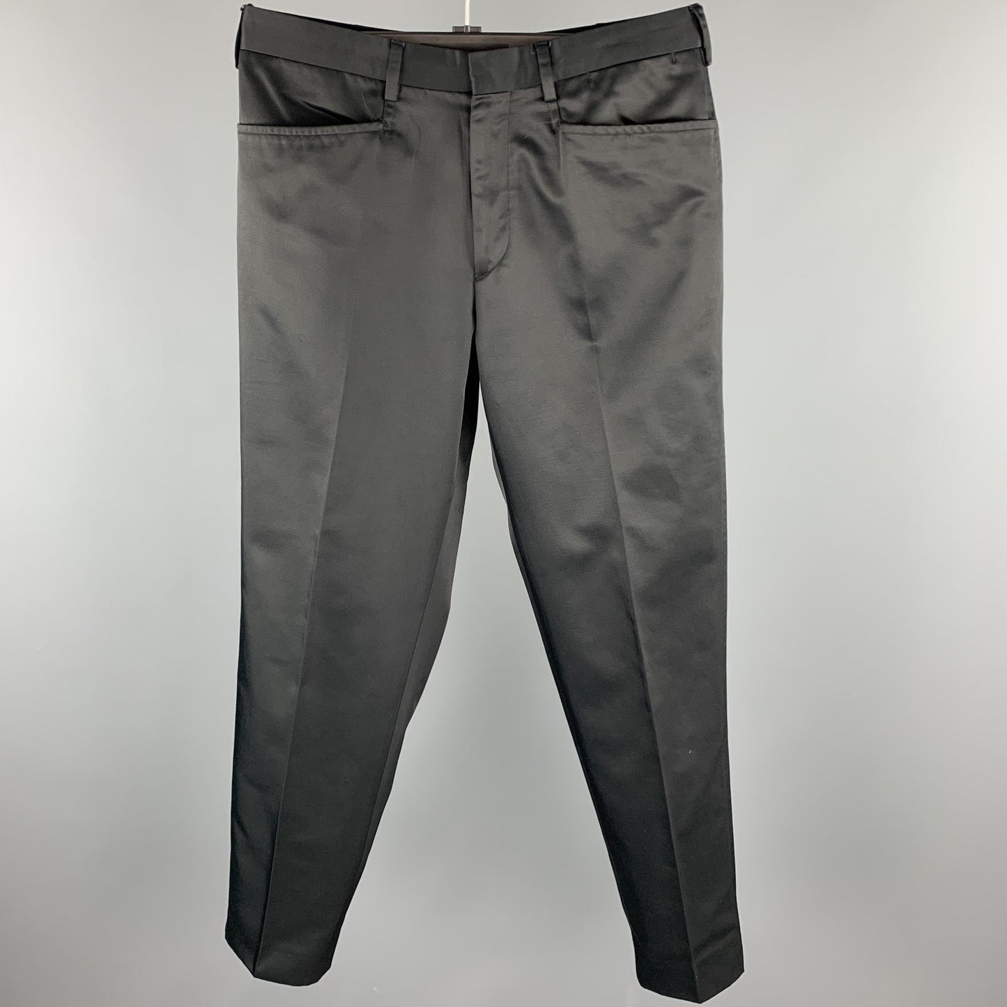PRADA Size 32 Black Cotton / Nylon Zip Fly Dress Pants