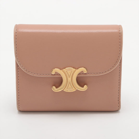Celine Triomphe Beige Compact Flap Cardholder Wallet